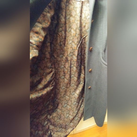 London Fog Blue Wool Dresz Coat with Detailed Buttons - Picture 13 of 14